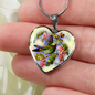 Bird And Flowers - Heart Pendant Luxury Necklace