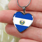 Salvadoran Flag - Heart Pendant Luxury Necklace