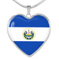Salvadoran Flag - Heart Pendant Luxury Necklace