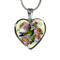 Bird And Flowers - Heart Pendant Luxury Necklace