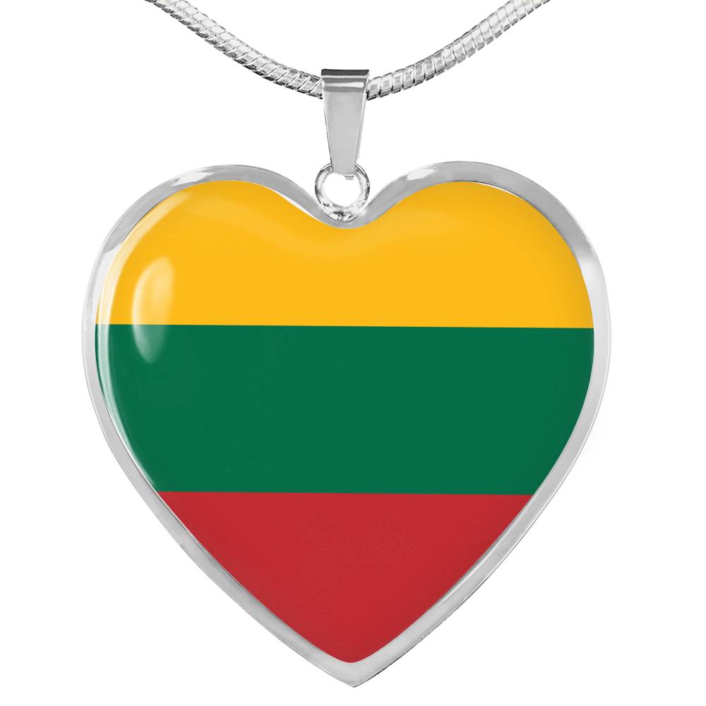 Lithuanian Flag - Heart Pendant Luxury Necklace