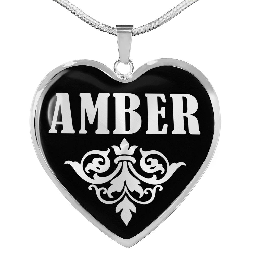 Amber v01s - Heart Pendant Luxury Necklace