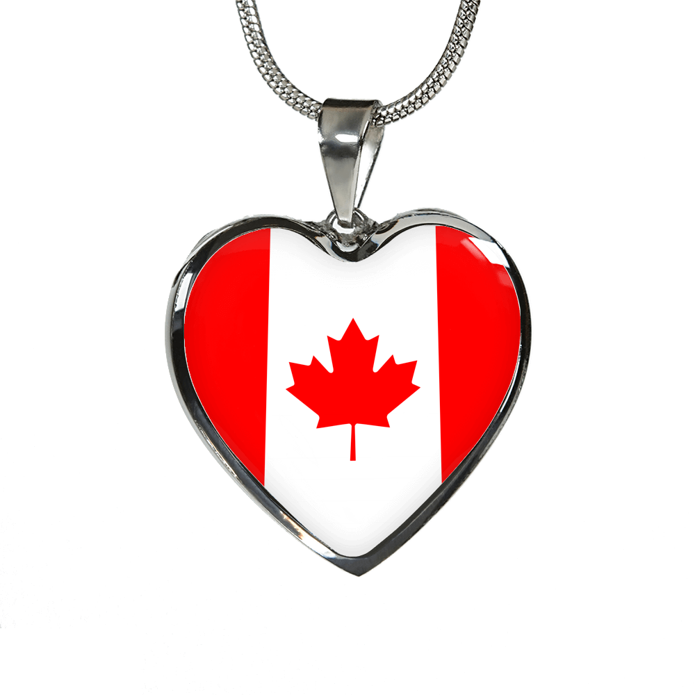Canadian Flag - Heart Pendant Luxury Necklace