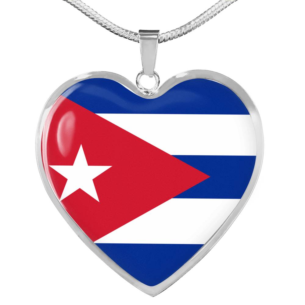 Cuban Flag - Heart Pendant Luxury Necklace