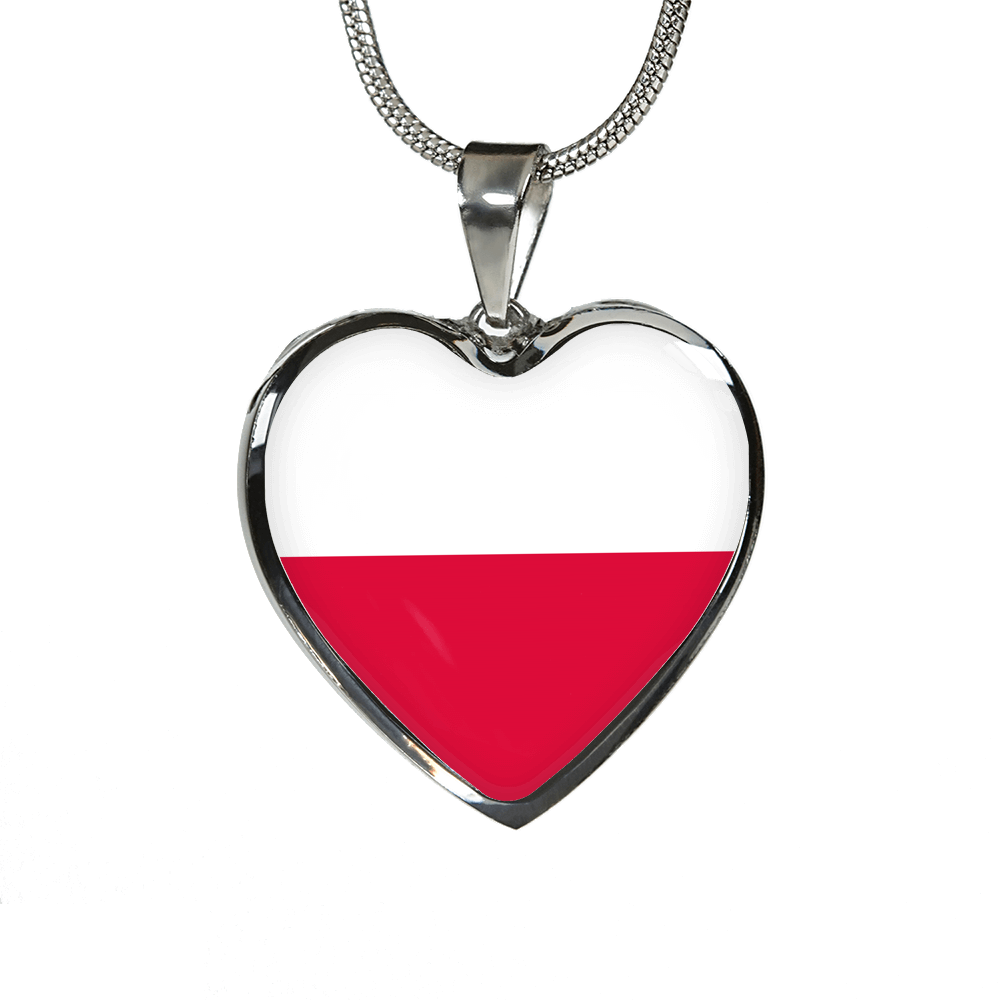 Polish Flag - Heart Pendant Luxury Necklace