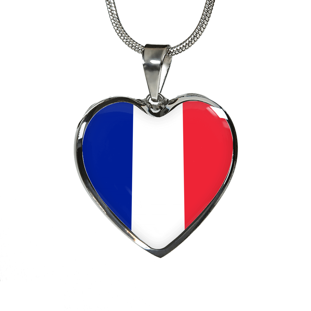 French Flag - Heart Pendant Luxury Necklace