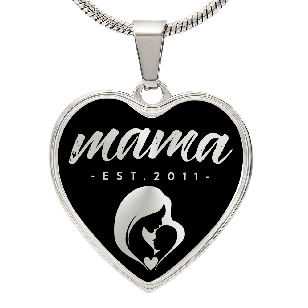 Mama, Est. 2011 v2 - Heart Pendant Luxury Necklace