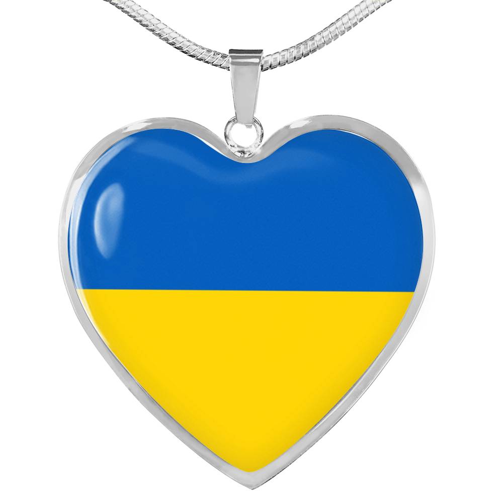 Ukrainian Flag - Heart Pendant Luxury Necklace