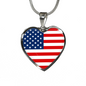 American Flag - Heart Pendant Luxury Necklace