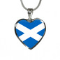 Scottish Flag - Heart Pendant Luxury Necklace