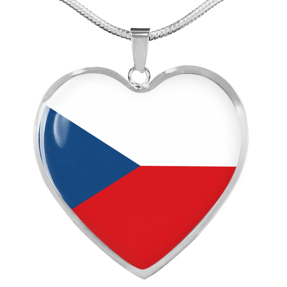 Czech Flag - Heart Pendant Luxury Necklace