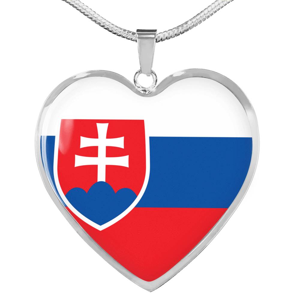 Slovak Flag - Heart Pendant Luxury Necklace