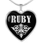 Ruby v01s - Heart Pendant Luxury Necklace
