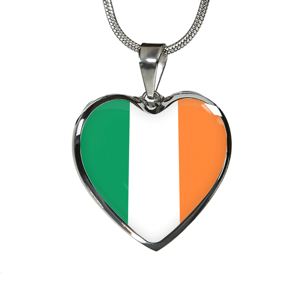 Irish Flag - Heart Pendant Luxury Necklace