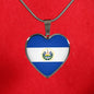 Salvadoran Flag - Heart Pendant Luxury Necklace