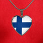 Finnish Flag - Heart Pendant Luxury Necklace