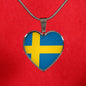 Swedish Flag - Heart Pendant Luxury Necklace