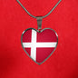 Danish Flag - Heart Pendant Luxury Necklace