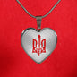 Stylized Tryzub (Red) - Heart Pendant Luxury Necklace