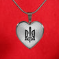 Stylized Tryzub (Black) - Heart Pendant Luxury Necklace