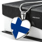Finnish Flag - Heart Pendant Luxury Necklace