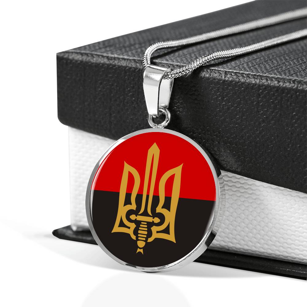 Stylized Tryzub And Red-Black Flag - Luxury Necklace
