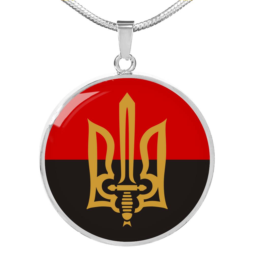 Stylized Tryzub And Red-Black Flag - Luxury Necklace