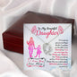 313 - To Daughter From Mom - Forever Love Heart Necklace With Mahogany Style Luxury Box