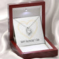 Happy Valentine's Day - Golden Heart - Forever Love Heart Necklace With Mahogany Style Luxury Box