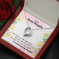 315 - To Daughter - Forever Love Heart Necklace With Mahogany Style Luxury Box