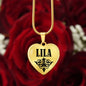 Lila  v01 - 18k Gold Finished Heart Pendant Luxury Necklace