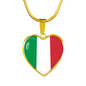 Italian Flag - 18k Gold Finished Heart Pendant Luxury Necklace