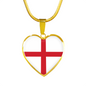 English Flag - 18k Gold Finished Heart Pendant Luxury Necklace