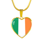 Irish Flag - 18k Gold Finished Heart Pendant Luxury Necklace