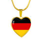 German Flag - 18k Gold Finished Heart Pendant Luxury Necklace