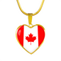 Canadian Flag - 18k Gold Finished Heart Pendant Luxury Necklace