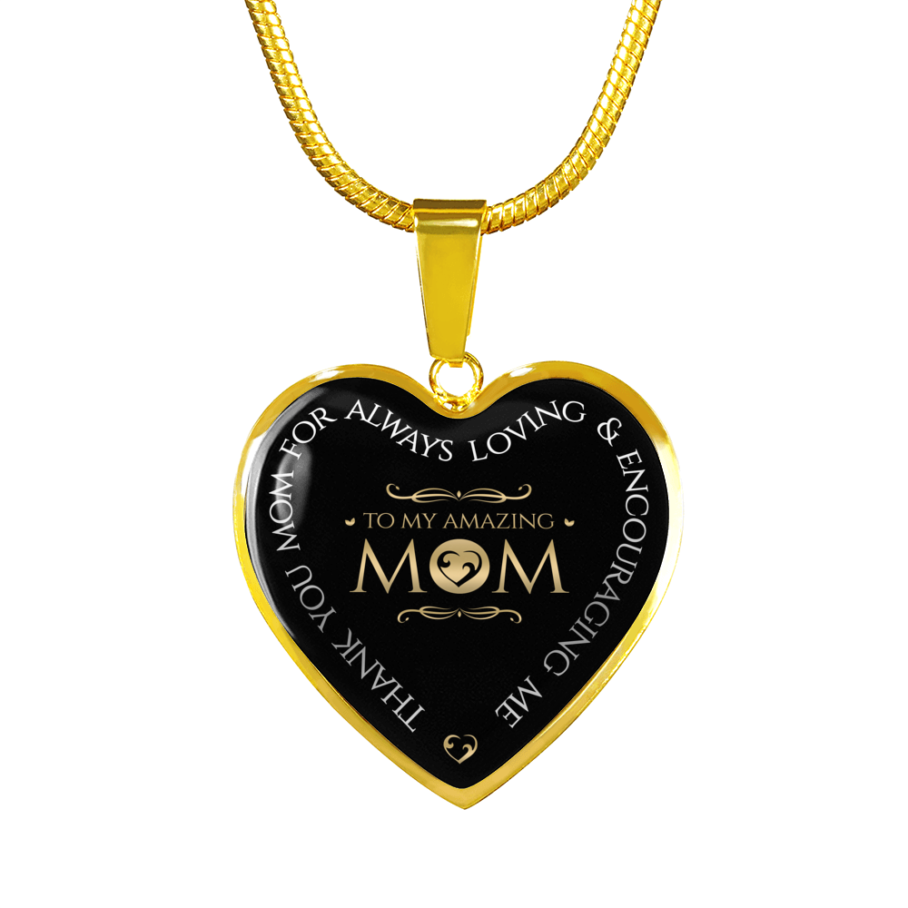 To My Amazing Mom - 18k Gold Finished Heart Pendant Luxury Necklace