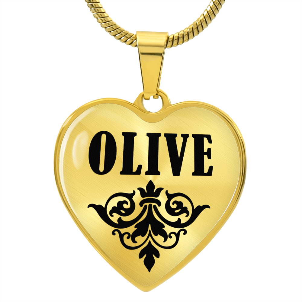 Olive  v01 - 18k Gold Finished Heart Pendant Luxury Necklace