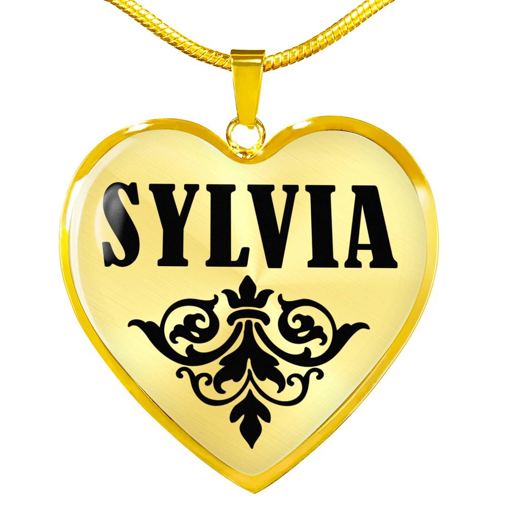 Sylvia v01 - 18k Gold Finished Heart Pendant Luxury Necklace