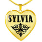 Sylvia v01 - 18k Gold Finished Heart Pendant Luxury Necklace