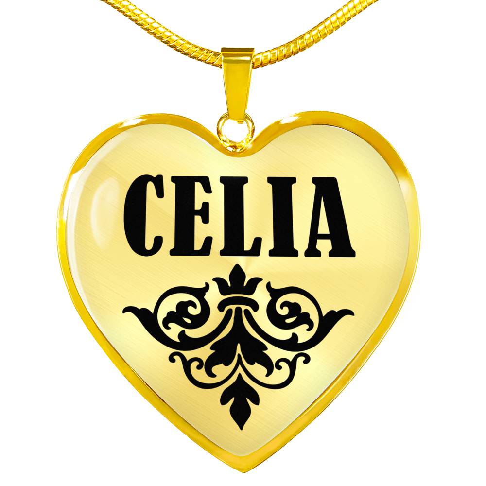 Celia v01 - 18k Gold Finished Heart Pendant Luxury Necklace