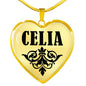 Celia v01 - 18k Gold Finished Heart Pendant Luxury Necklace
