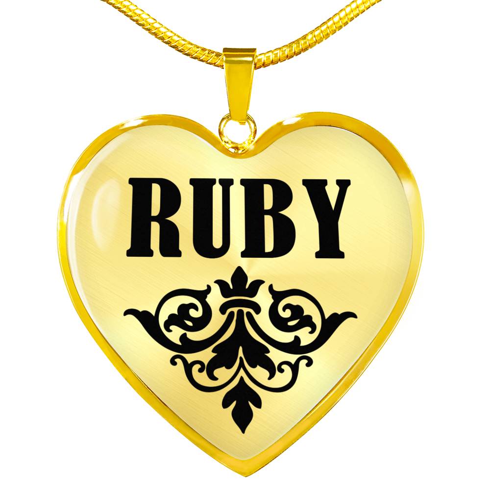Ruby v01 - 18k Gold Finished Heart Pendant Luxury Necklace