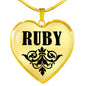 Ruby v01 - 18k Gold Finished Heart Pendant Luxury Necklace