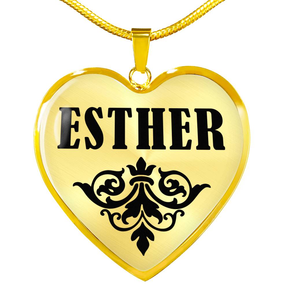Esther v01 - 18k Gold Finished Heart Pendant Luxury Necklace