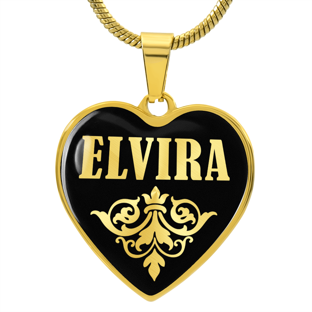 Elvira v02 - 18k Gold Finished Heart Pendant Luxury Necklace