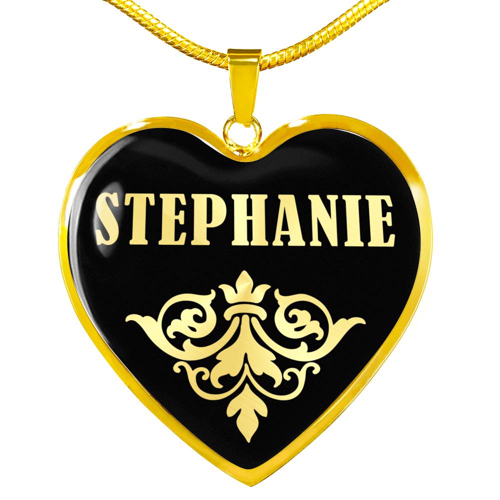 Stephanie v02 - 18k Gold Finished Heart Pendant Luxury Necklace