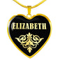 Elizabeth v02 - 18k Gold Finished Heart Pendant Luxury Necklace