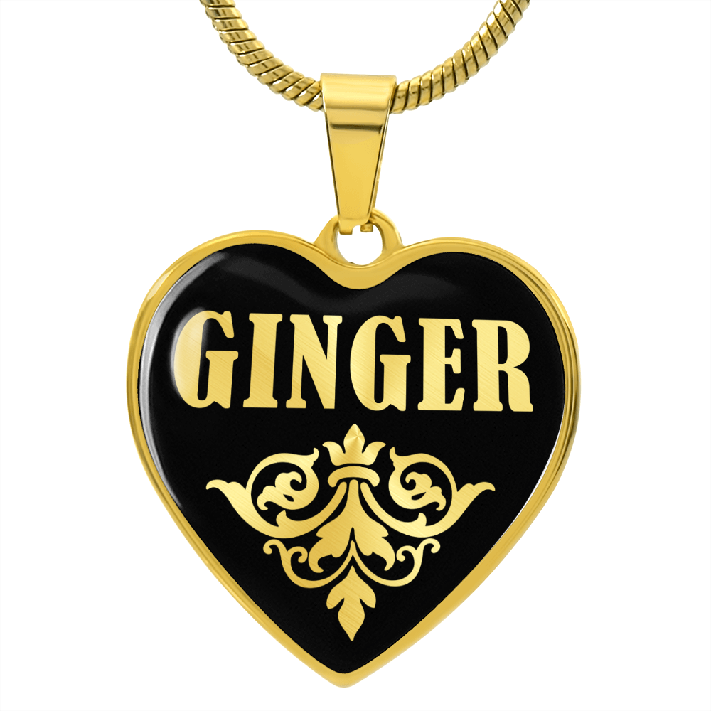 Ginger v02 - 18k Gold Finished Heart Pendant Luxury Necklace