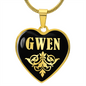Gwen v02 - 18k Gold Finished Heart Pendant Luxury Necklace